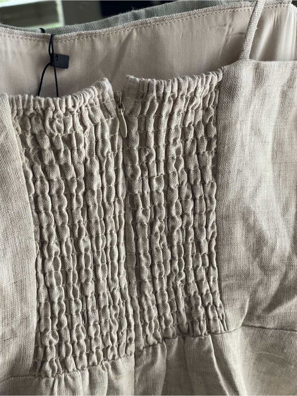 Few Moda o.p.t NWT Khalani 100% Linen Spaghetti Strap Dress in Oatmeal - Picture 8 of 11
